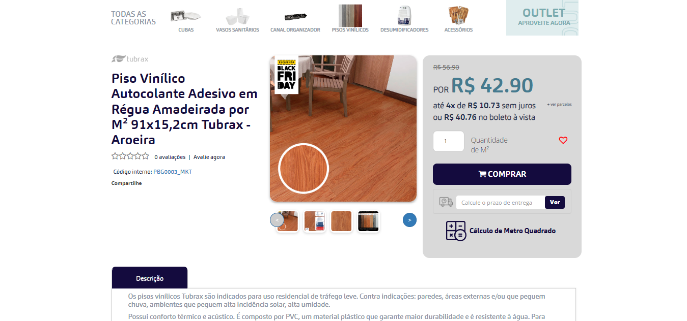 Página de produtos Tubrax
